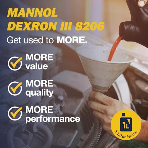Mannol DEXRON 3 Automatic Plus, 1L Transmission Fluid for Smoother Shifting, Longer Life, Enhanced Performance, and Better Protection for Your Vehicle