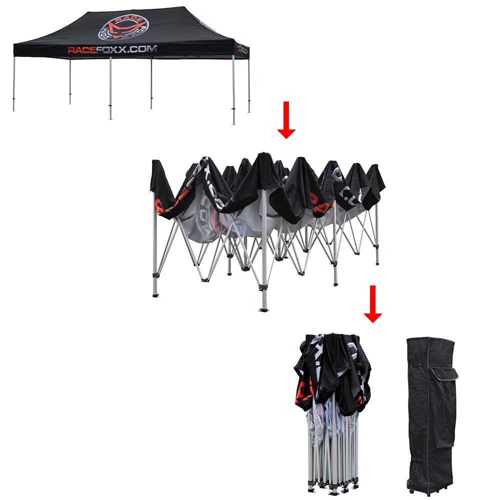 Racefoxx Falt-Pavillon Zelt 8 x 4 m mit Tasche, Standrohr 50 mm, Paddock