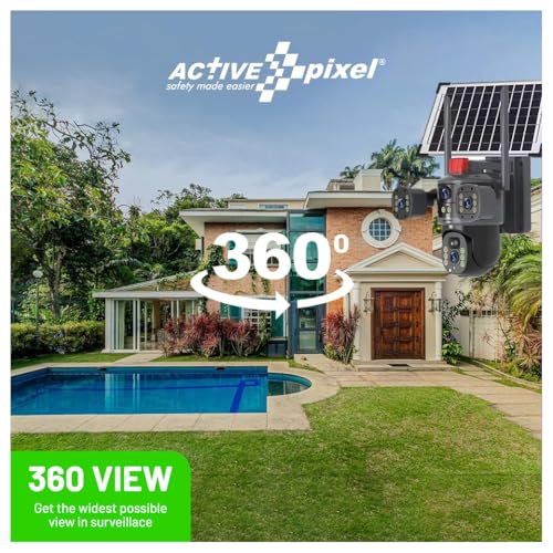 Image of Active Pixel 4G Solar Powered 4MP CCTV Camera with 2+1 Lens | PTZ 360 Wireless Outdoor Security Camera | Motion Detection, SIM Card Slot, 2-Way Audio, IP66 Waterproof - G13 Pro