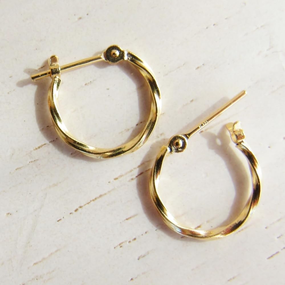 K18 18金 18K ピアス フープ フープピアス 刻印 刻印あり ツイスト