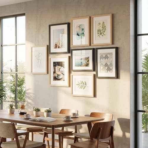 LIVINGTASTE 11x14 Picture Frame Set of 4 Wood Solid Veneer Black 11x14 Frames with Mat to 8x10, Wooden 4 Pack 11 x 14 Picture Frame with Shatterproof Plexiglass for Vertical or Horizontal Wall Mounting Display by LIVINGTASTE - Used condition - Image 7