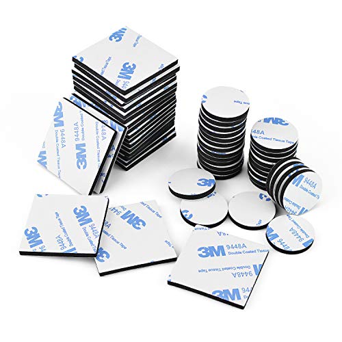 Dubbelzijdig schuimrubberen pads, 50 stuks dubbelzijdige kleefpads sterk plakband vierkant en rond, zwart