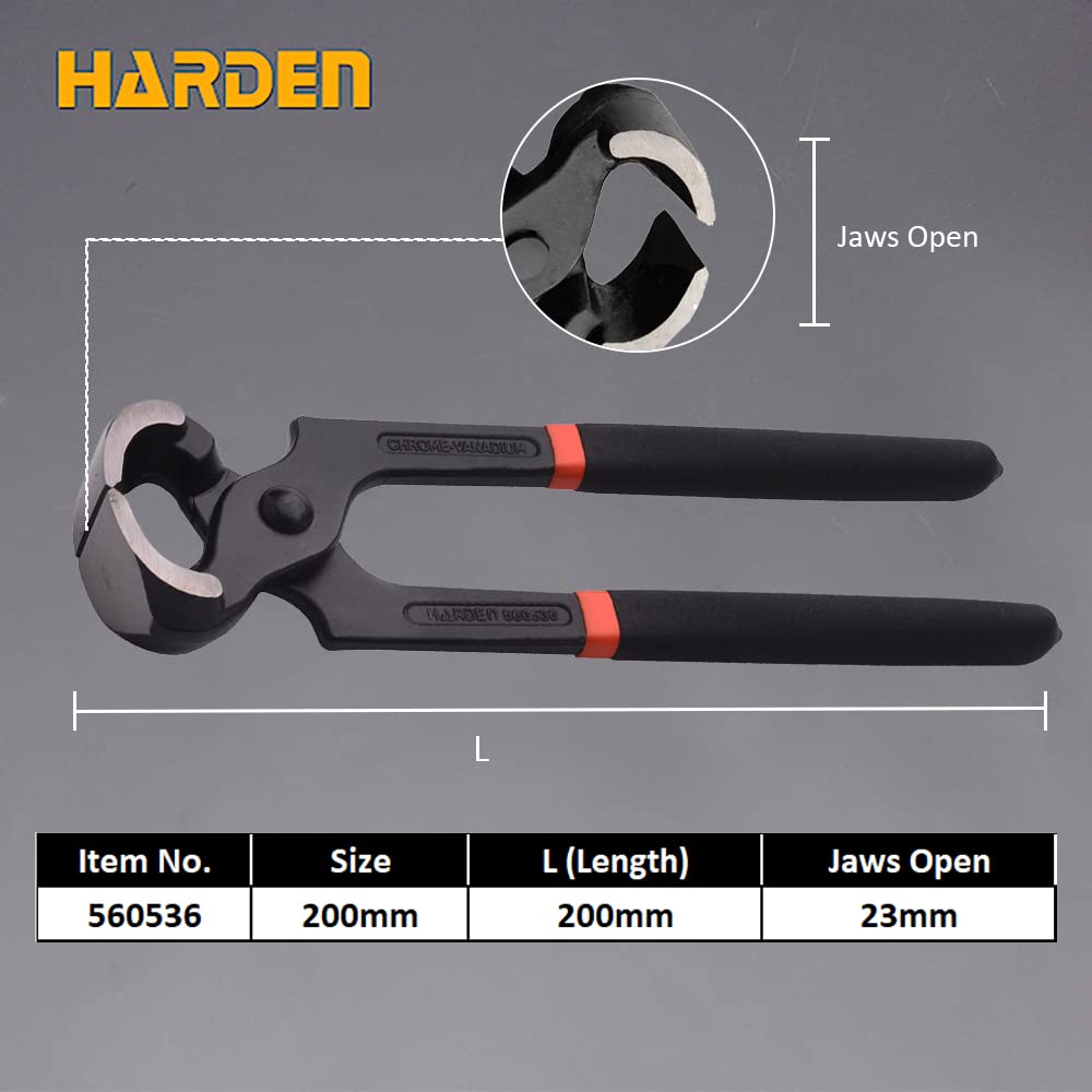 Harden 200mm Carpenters Pincer Chrome Vanadium Professional Series - 560536 1