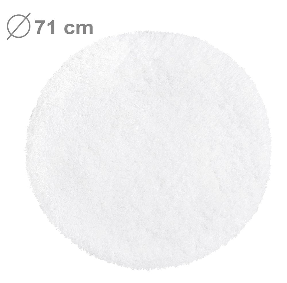 PANA Alfombra de baño redonda de pelo largo en varios colores y tamaños, de microfibra suave, antideslizante y lavable, diámetro de 71 cm, color: blanco