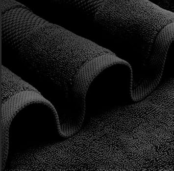 Premium Jumbo Bath Sheets (600GSM) 100% Egyptian Cotton Super Absorbent Body Warp Beach Towel (100 x 200 cm) Extra Large Bath Sheet Luxury Towel Set (Black, Cotton)