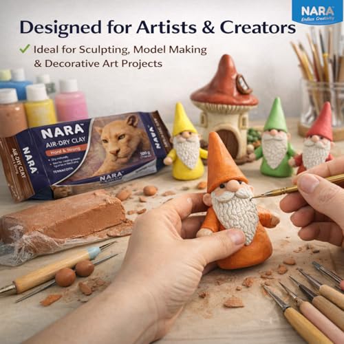 Image of NARA Hard & Strong Air Dry Clay 500g, Teracotta, Fast Drying Clay for Modelling, Coating, Sculpting & Craft Projects, No Oven or Kiln Needed