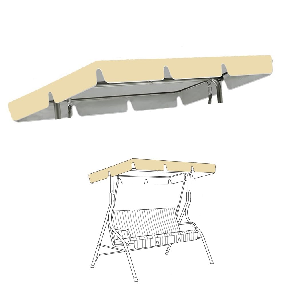 Tettuccio per Dondolo Tetto di Ricambio 164×114cm 195×125cm 249×185cm Tetto di Ricambio per Dondolo da Giardino Impermeabile Anti-UV 2-3 Posti(Yellow,77x49x6in(195x125x15cm))