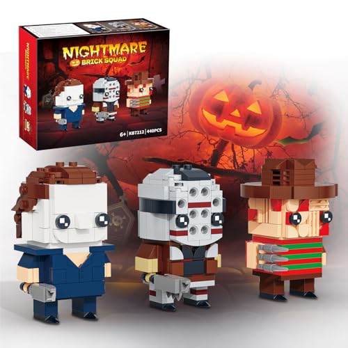 Halloween Horror Figures Building Block Set, Action Figure Compatible with Lego Brick with Michael, Jason & Freddy, Horror Haunted Figure Building Kit by Horror Films, Halloween Toys Decor(440PCS)