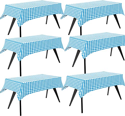 Iceyyyy 6 Pcs Oktoberfest Tablecloth- 54 x 108 Oktoberfest Bavarian Flag Check Tablecovers Blue Diamonds Bavarian Tablecover for German Oktoberfest Themed Party Decorations