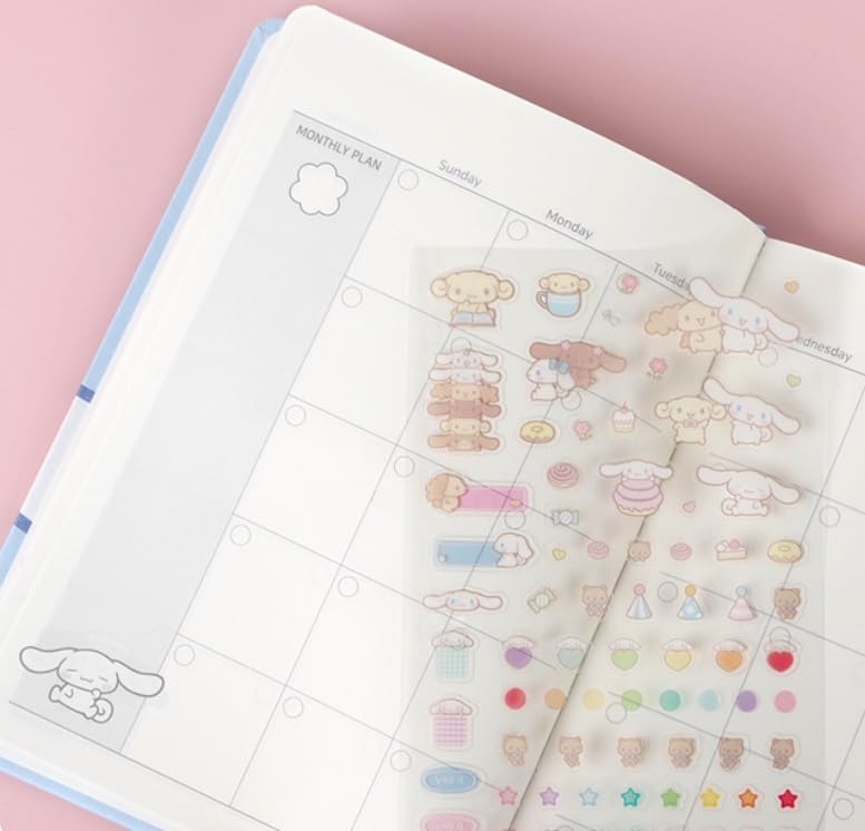 Cute Kitty Melody Friends Daily Weekly Monthly Planner, Diary, 7.3 x 5.2 Inches, Stickers Included, Premium Quality Hard Cover (The 2024-2025 calendar is included at the beginning of the planner, but it is a full-length model with no date, such as weekly or monthly planner, and can be used freely regardless of the year.) (SkyBlue) - Image 9