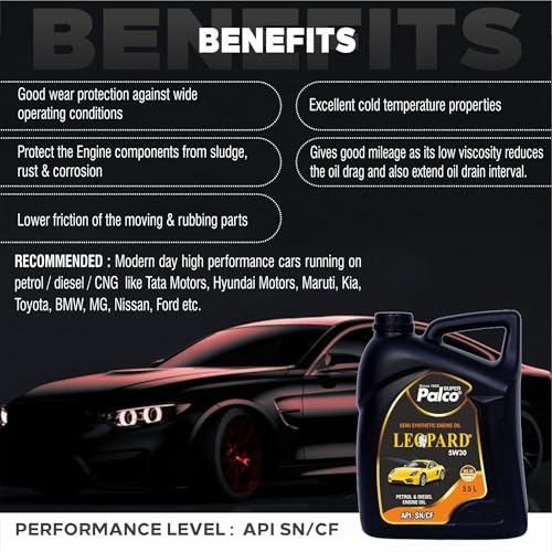 Image of PALCO LEOPARD 5W30 Engine Oil for Car 3.5 Ltr (Pack-3) | Engine Oil for Petrol & Diesel Cars