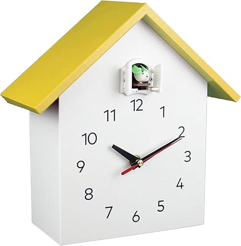 Elegante reloj de pared de cuco, movimiento silencioso, diseño minimalista y moderno, reloj de doble uso para dormitorio de niños, sala de estar,