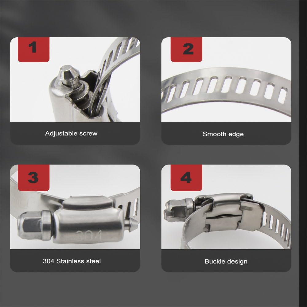 10-30 pezzi fascette stringitubo in acciaio inossidabile regolabili con ingranaggio a vite senza fine per tubi idraulici intercooler, 40, 63 mm, 10 pezzi