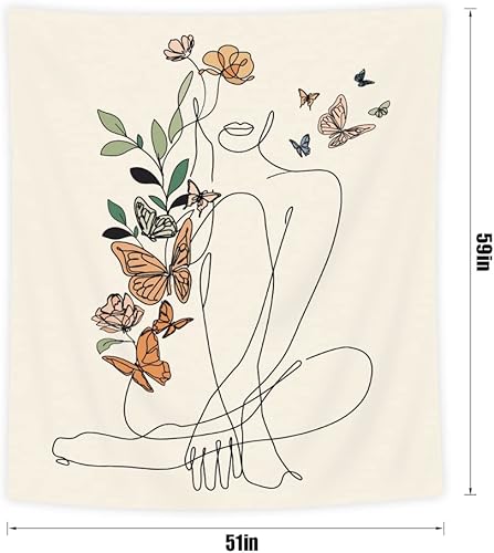 Miniatura 5 de SVBright Tapiz abstracto para colgar en la pared de tela de mariposa para mujer, 51 pulgadas de ancho x 59 pulgadas de alto, minimalista, moderno,