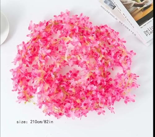 Image of VRB Dec 2 Pcs Artificial Flowers Vine Silk Wisteria Garland Fake Ivy,(6 ft Long) Wedding Decoration Diwali /Ganpati /Christmas Decorations Fake Daisy Floral Vine Silk Hanging Flower for Home (Pink)