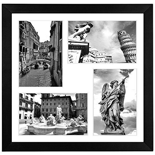 PAINDEFENSE 12x12 Black Frame with Bonus Mat - Top Selling Square Picture Frame - Hanging Hardware Included,MW1212BK4