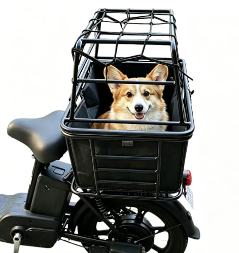 Hund Fahrradkorb Hinten für Hunde & Katzen – Verstellbarer Transportkorb mit Einlage & Schloss – Vielseitiger Gepäck- und Tiertransportkorb für Reisen, Wanderungen, Einkäufe & Hunde,A