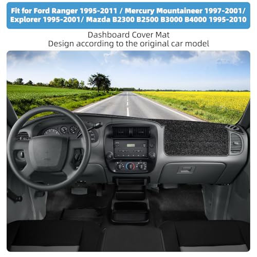 Image of Dash Cover Mat for Ford Ranger 1995-2011 / Explorer 1995-2001 / Mercury Mountaineer 1997-2001 / Mazda B2300 B2500 B3000 B4000 1995-2010 Dashboard Cover Mat Sunshade UV Rays Protector Accessories