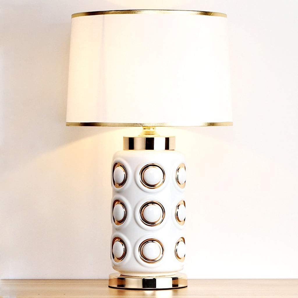 TTDGYYXW Lampada da Tavolo Lampada da Tavolo Soggiorno Lampada da Comodino per Camera da Letto familiare, Lampada da Tavolo in Ceramica per Decorazioni domestiche - Bianco 2.