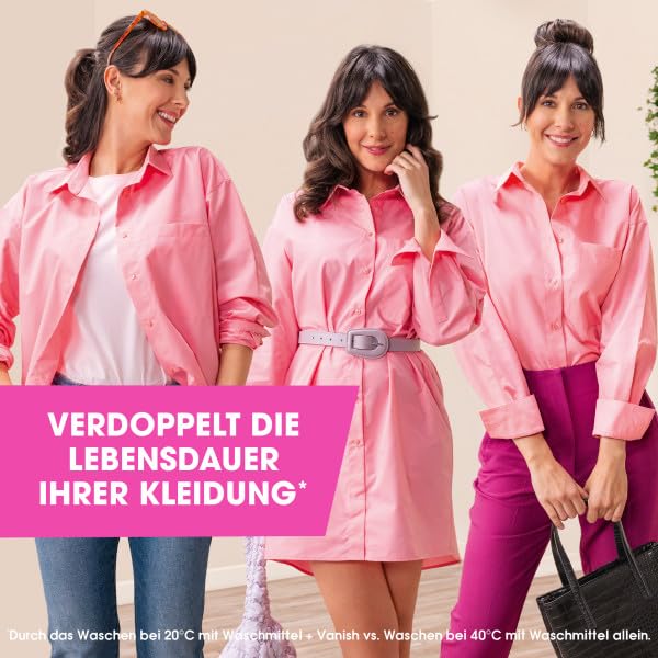 Vanish Oxi Action Pulver Pink – 4 x 1,65 kg – Fleckenentferner und Wäsche-Booster Pulver ohne Chlor – Für bunte Wäsche