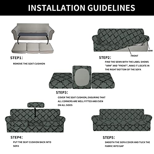 Image of Easy-Going 4 Pieces Stretch Sofa Cover for 3 Cushion Couch Washable
