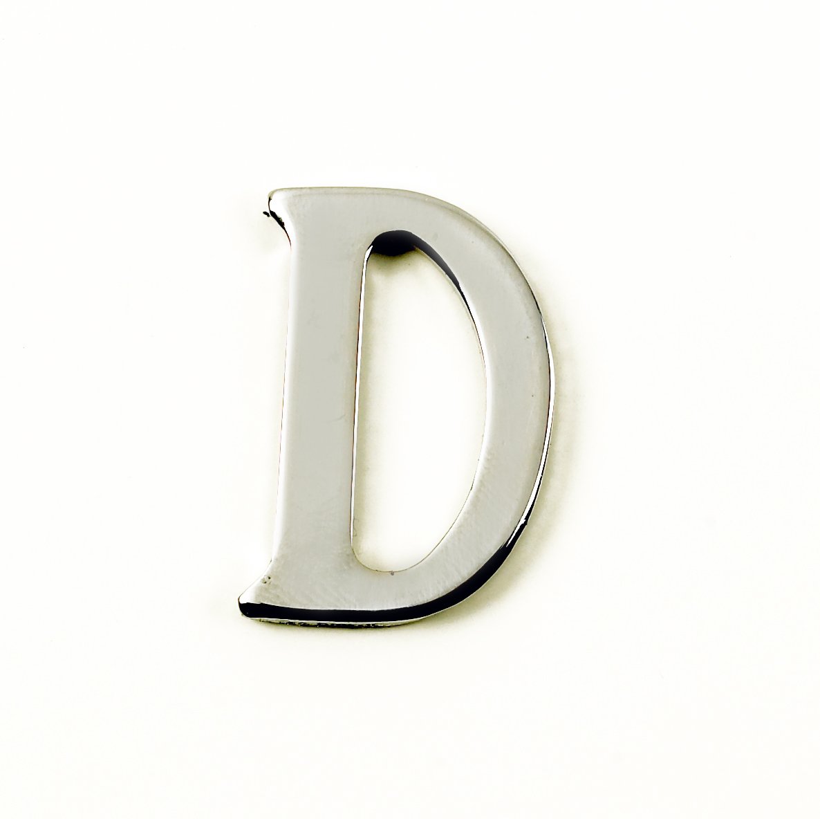 Black Country Metal Works 1.5-2 Inch Self Adhesive Solid Brass Numbers & Letters Chrome Finish (D)