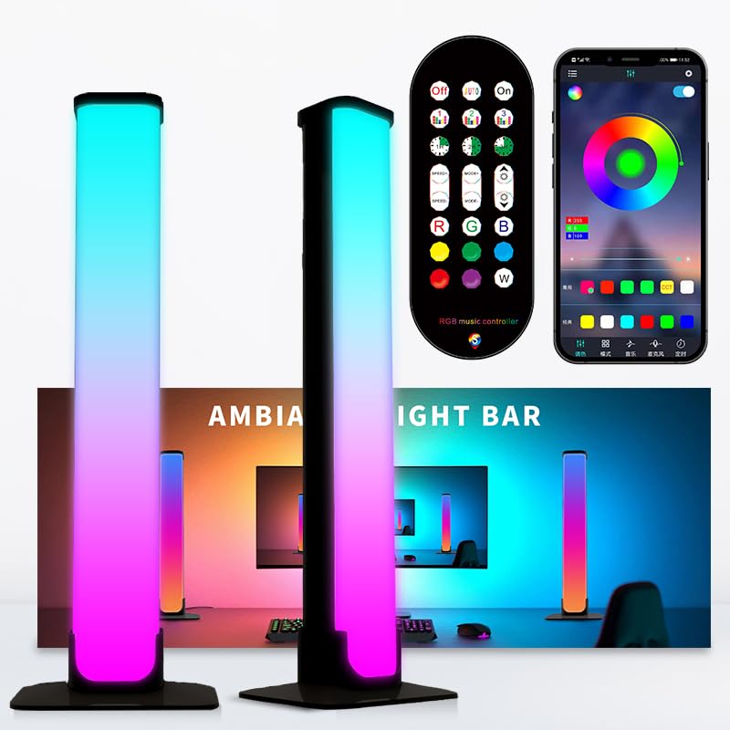 LuminexDesigns RGB LED Light Bar for TV & Gaming 25cm - Music Synchronization and App Control for Mood Lighting and Decoration Black