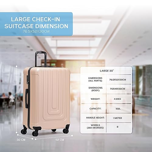 Flight Knight Premium Lightweight Suitcase Built In Tsa Lock 8 Spinner Wheels Abs Hard Shell Check In Highly Durable Luggage Large 765x52x30cm