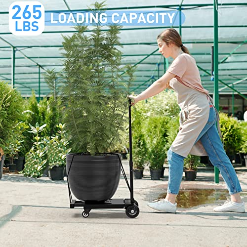 Ronlap Folding Hand Truck, Portable Dolly Cart Foldable Lightweight, 4 Wheels Push Cart Dolly For Moving, 265Lbs Heavy Duty Moving Dollys With Wheels, Small Platform Hand Cart With 2 Ropes, Black #TOP5