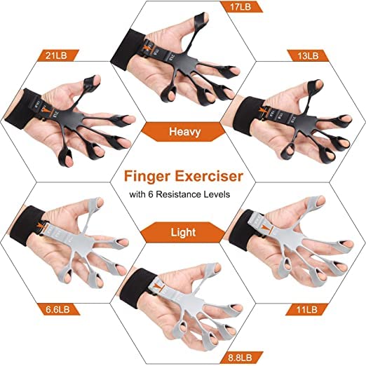 Kesig® Finger Stronger Hand Grip Stronger, Grip Strength Trainer, 6 Resident Level Finger Exercise and Hand Strong, Finger Flexian Extension Training Multi Kesig® Finger Stronger Hand Grip Stronger, Grip Strength Trainer, 6 Resident Level Finger Exercise and Hand Strong, Finger Flexian Extension Training Multi