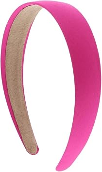 Motique Accessories 1 Inch Satin Headband, Non-Slip, Hot Pink