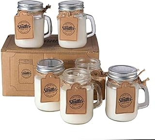 Set of 6-100% Vegan Eco Friendly Soy Candles in Decorative Mini Mason Jars 4 oz/120mL Organic, Lead-Free Pure Cotton Wick, Up to 26-Hours+ Burn Time Gift Set, Perfect Present for Christmas