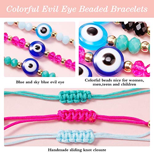 Hicarer 24 Pieces Colorful Evil Eye Beaded Bracelets Handmade Braided Rope Bracelets Adjustable Good Luck Amulet Bangle for Women Men2