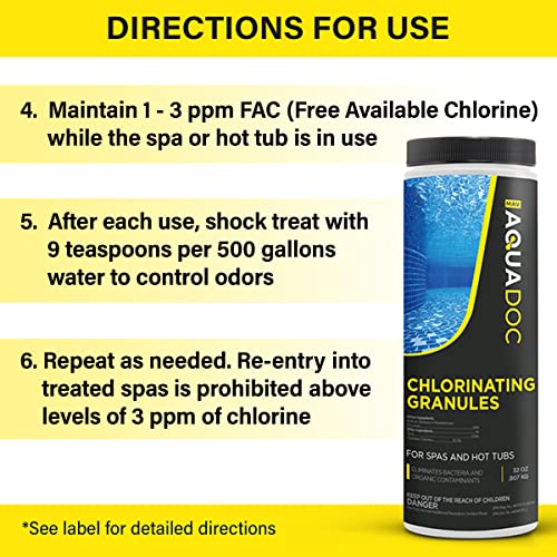 Aquadoc | Spa Chlorine Granules For Hot Tub - Spa Sanitizing Granules For Hot Tubs - Recommended Chlorine For Spa - Granulated Chlorine For Hot Tub And Spa - Hot Tub Chlorinating Granules #TOP4
