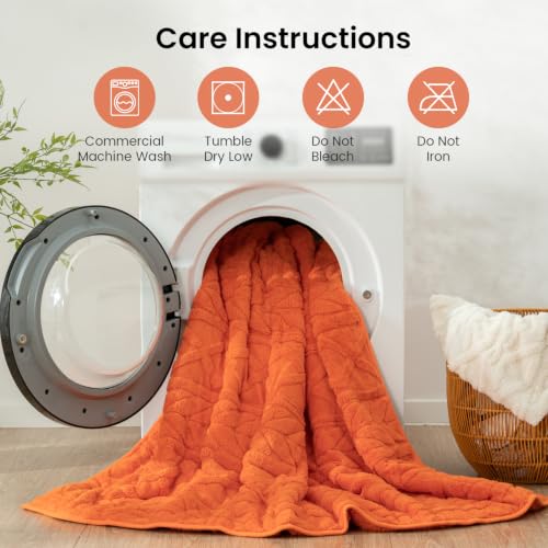 Image of Drewin Weighted Blanket Queen Size 15lbs for Adults,Orange,60 x 80 inches