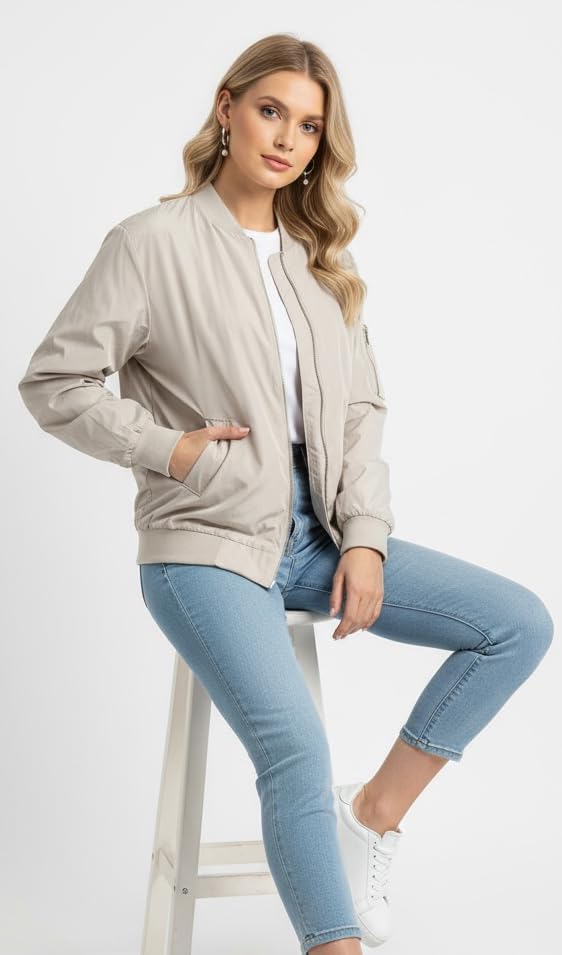 ToBeInStyle Women's Oversized Fully Lined Bomber Jacket with Pockets - Image 6