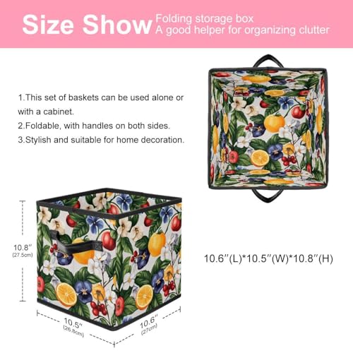 Boîte de rangement avec double poignées au décor de fleurs fraîches