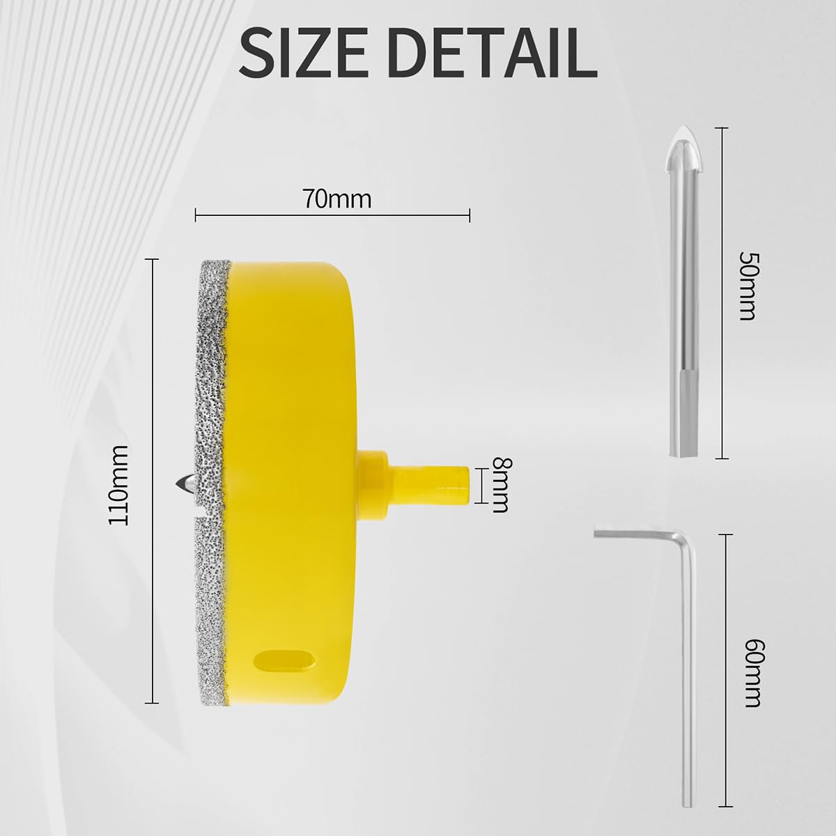 Aohhy 110mm Diamond Hole Saw with Pilot Bit, Professional Vacuum Brazed Diamond Drill Bit for Tile Porcelain, Glass, Marble, Ceramic - Image 2