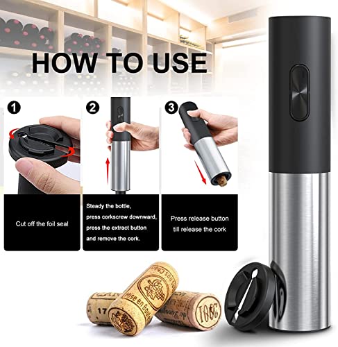 Kit 4 Abridor De Garrafa Automático Saca Rolhas de Vinho (Carga USB-Preto)