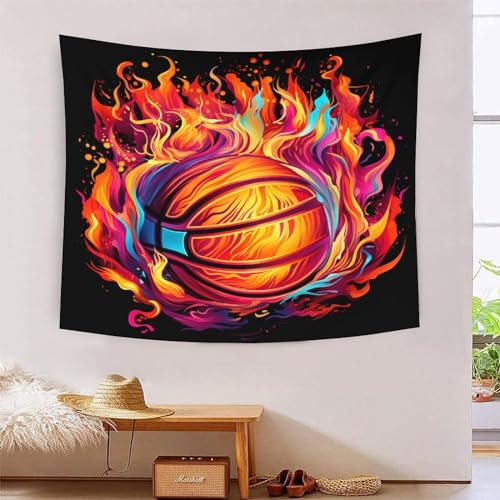 Tapisserie basket effet 3D pour décorer un dortoir de collège ou le salon des fans de sport
