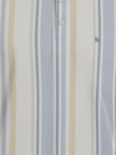 Image of BULLMER Striped Textured Printed Polo Neck Fullsleeve T-Shirt with Rib for Men