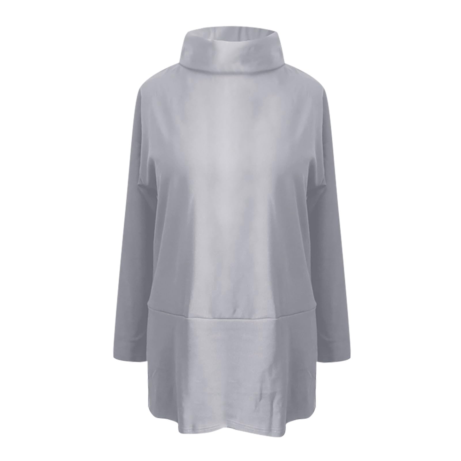 Women's Pure Color Round Neck Long Sleeved Casual Top Plus Size Tube Top Set (a-Grey, XXXXXL)