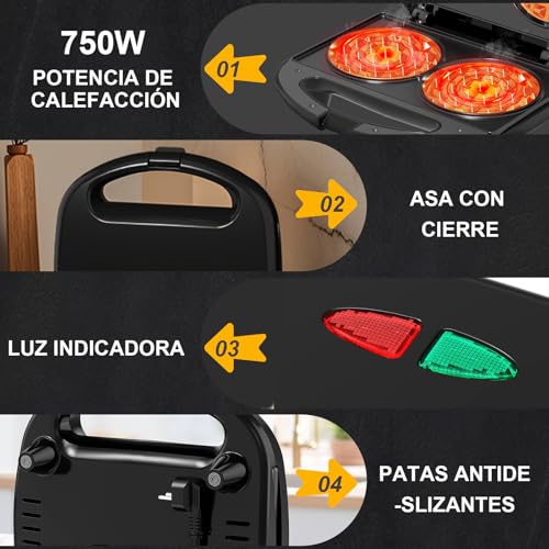 Miniatura 3 de Yashe Mini Gofrera Doble, Gofrera Para Niños, Placa Doble Antiadherente, Ideal Para Desayunos, Fiestas Familiares, Cumpleaños, Pascua Y Navidad