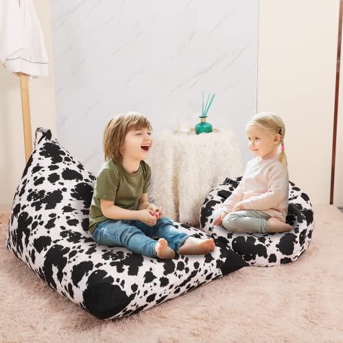 Cow Stuffed Animal Storage Bean Bag Chair, Cover Only, Plush Toys Holder And Organizer For Kids, Extra Large Beanbag Without Filling #TOP1