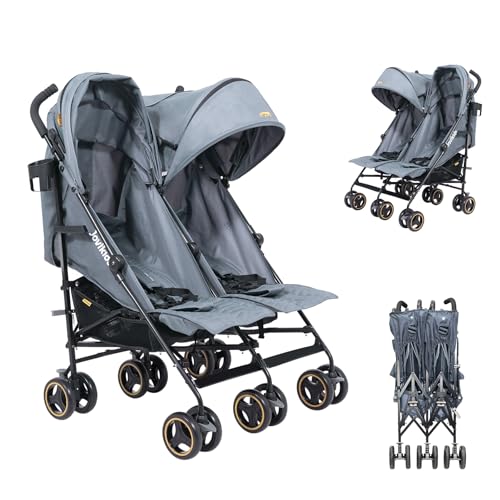 Jovikids Geschwisterwagen, Zwillingskinderwagen mit Liegefunktion, Klappbar Reisebuggy Inkl. Sonnenverdeck, Regenverdeck und Getränkehalter Jovikids Geschwisterwagen, Zwillingskinderwagen mit Liegefunktion, Klappbar Reisebuggy Inkl. Sonnenverdeck, Regenverdeck und Getränkehalter