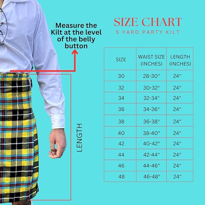 Men’s 5 Yard Tartan Kilt, Authentic Scottish Tartans, Adjustable Leather Straps, Soft Non-Itchy Fabric, Comfortable Fit - Image 3