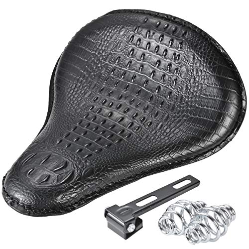 KaTur Asiento de Cuero sintético Delgado para Motocicleta Funda de Montaje de cocodrilo Negro Almohadilla de Capucha para la mayoría de los...