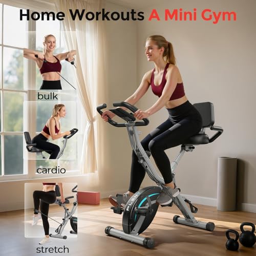 Pleny Folding Exercise Bike Gray-blue