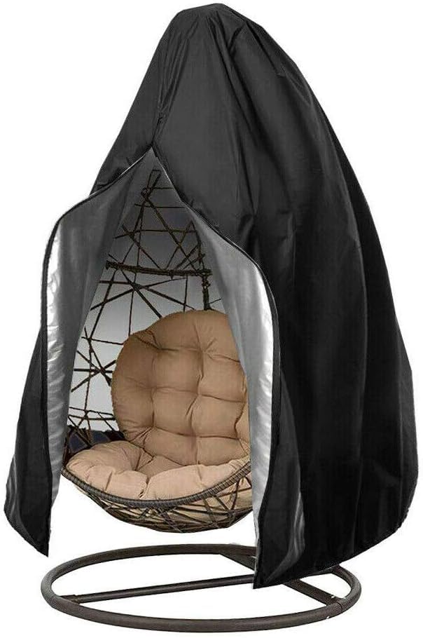 Boseago Egg Chair Cover Waterproof,210D Oxford Patio Hanging Chair Cover Garden Furniture Protective Cover with Drawstrings (Black-190cm x 115cm)