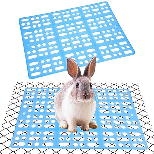 Image of Qpets 2Pcs Rabbit Cage Mat Hollow Mat For Rabbit Cage 9.8 By 13.5 Inches,Small Pet Plastic With 8Pcs Fixed Clip,Dry For Guinea Pig Hamster